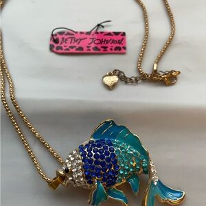 Betsey Johnson Gold Fish Pendant Necklace